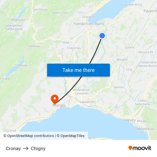 Cronay to Chigny map
