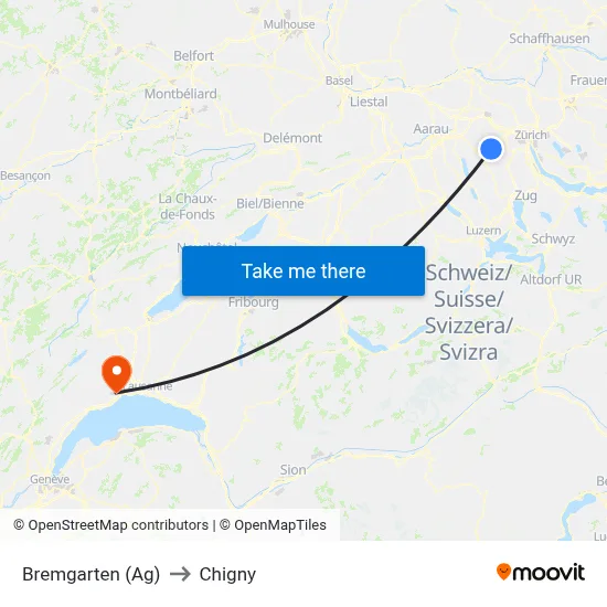 Bremgarten (Ag) to Chigny map