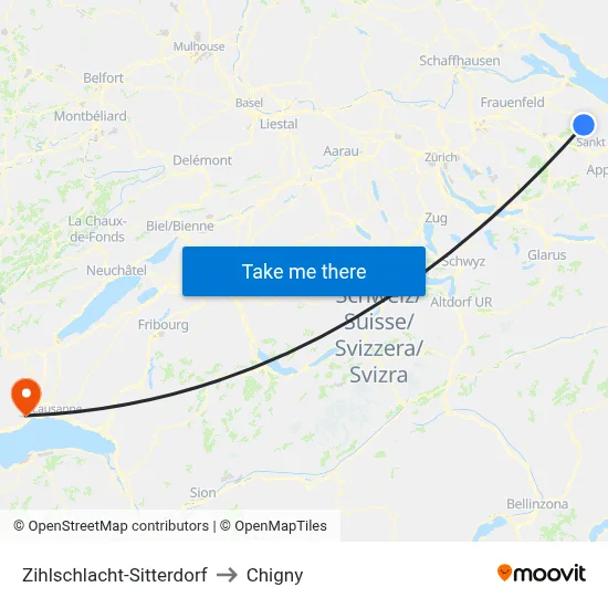 Zihlschlacht-Sitterdorf to Chigny map