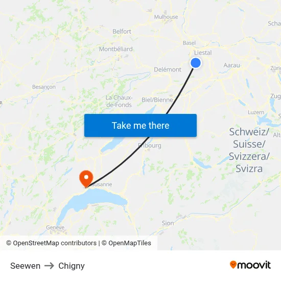 Seewen to Chigny map