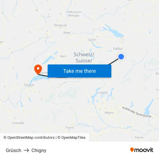 Grüsch to Chigny map