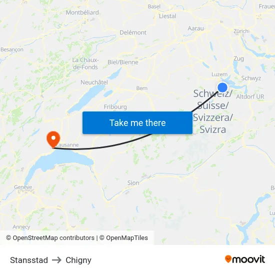 Stansstad to Chigny map