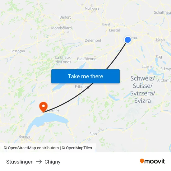 Stüsslingen to Chigny map