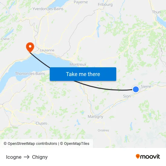 Icogne to Chigny map