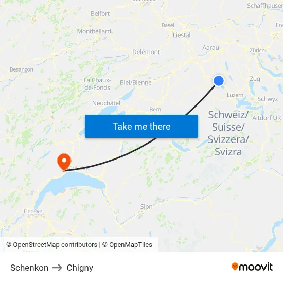 Schenkon to Chigny map