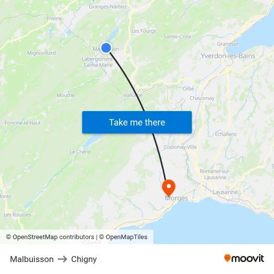 Malbuisson to Chigny map