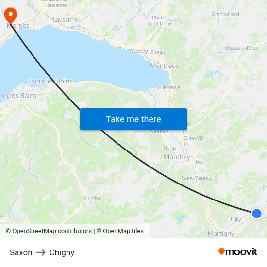Saxon to Chigny map