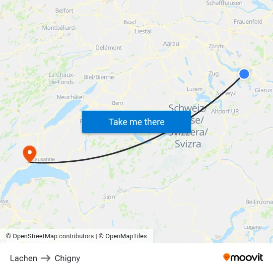 Lachen to Chigny map
