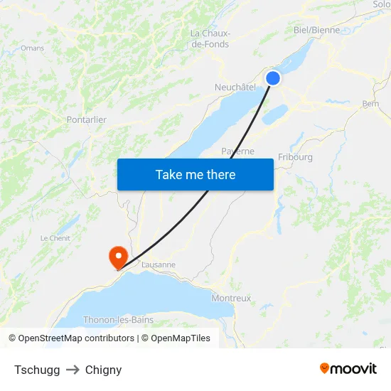 Tschugg to Chigny map