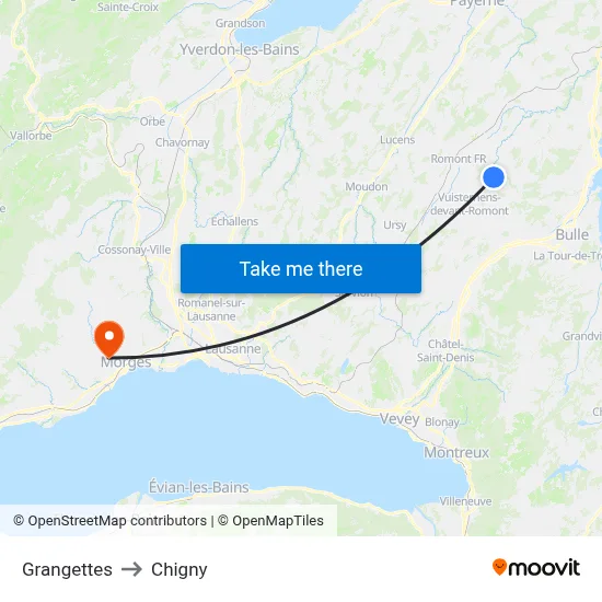 Grangettes to Chigny map