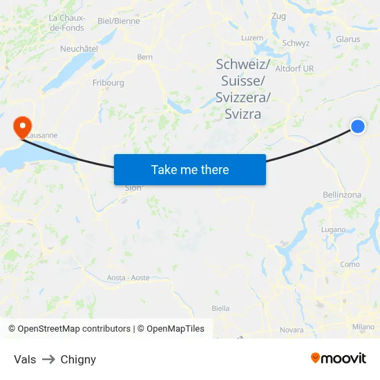 Vals to Chigny map