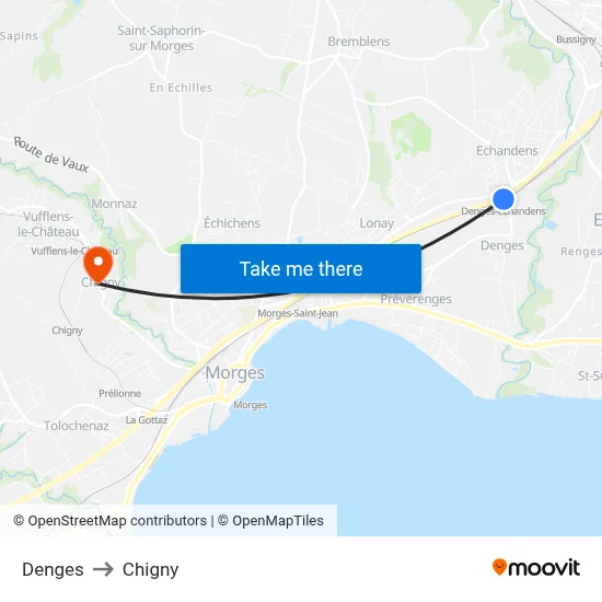 Denges to Chigny map
