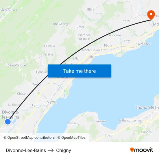 Divonne-Les-Bains to Chigny map