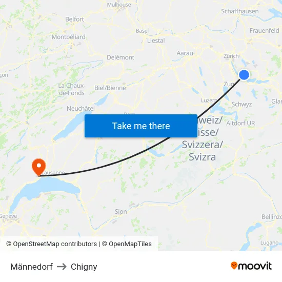 Männedorf to Chigny map
