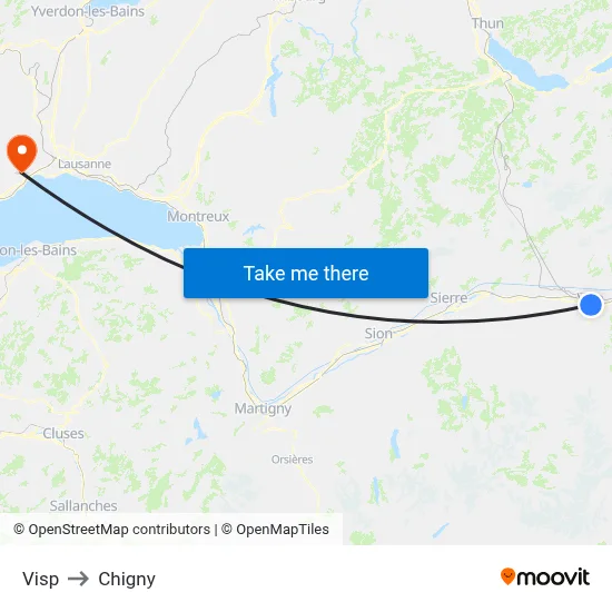 Visp to Chigny map