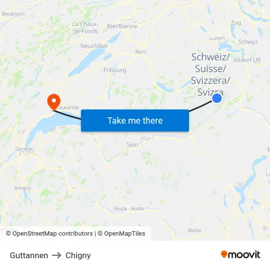 Guttannen to Chigny map