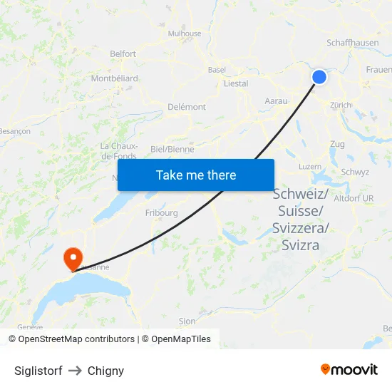 Siglistorf to Chigny map