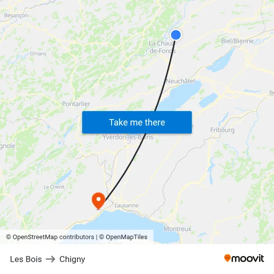Les Bois to Chigny map