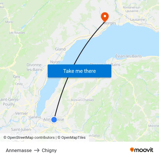 Annemasse to Chigny map