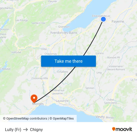 Lully (Fr) to Chigny map