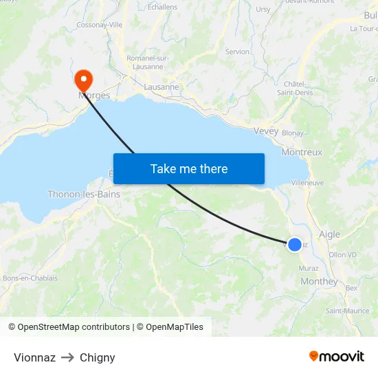 Vionnaz to Chigny map