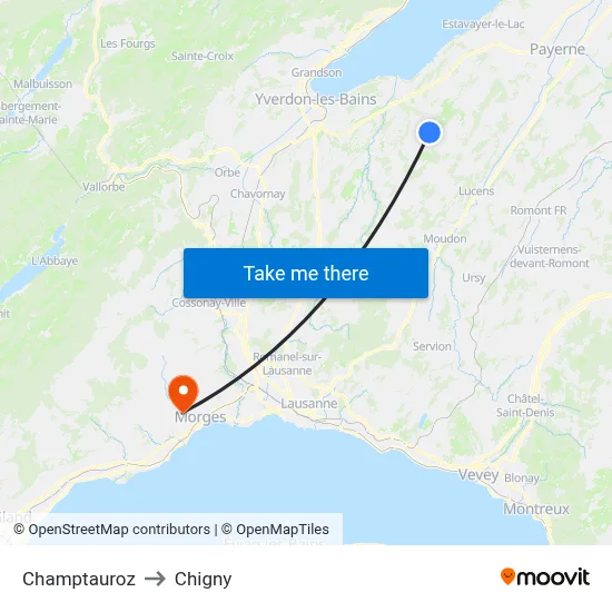 Champtauroz to Chigny map