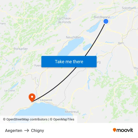 Aegerten to Chigny map
