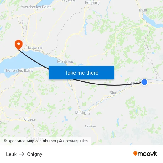 Leuk to Chigny map