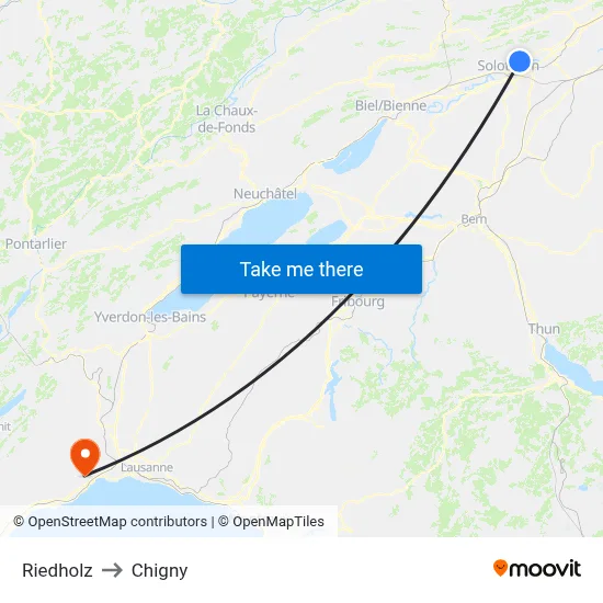 Riedholz to Chigny map