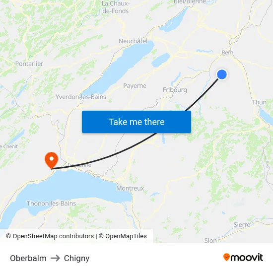 Oberbalm to Chigny map