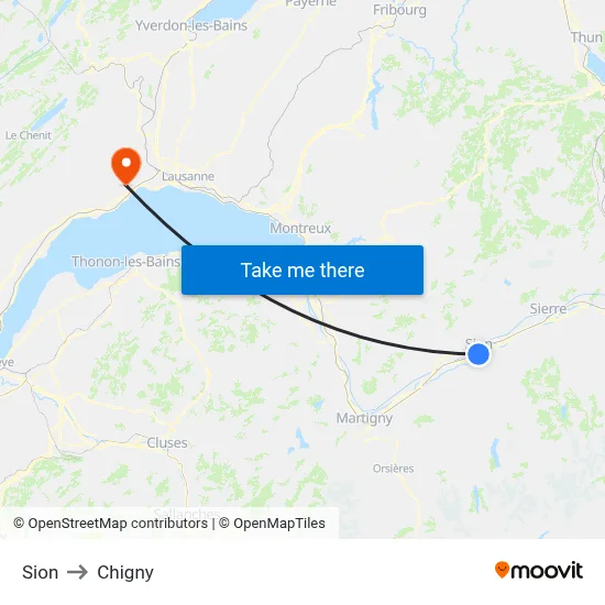 Sion to Chigny map