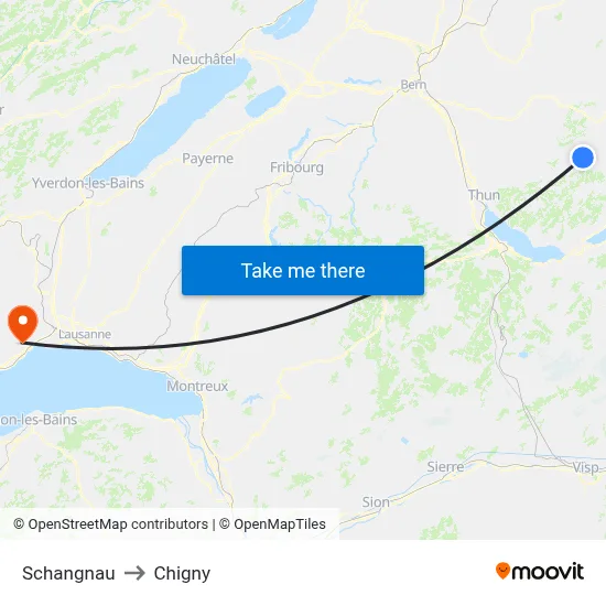 Schangnau to Chigny map
