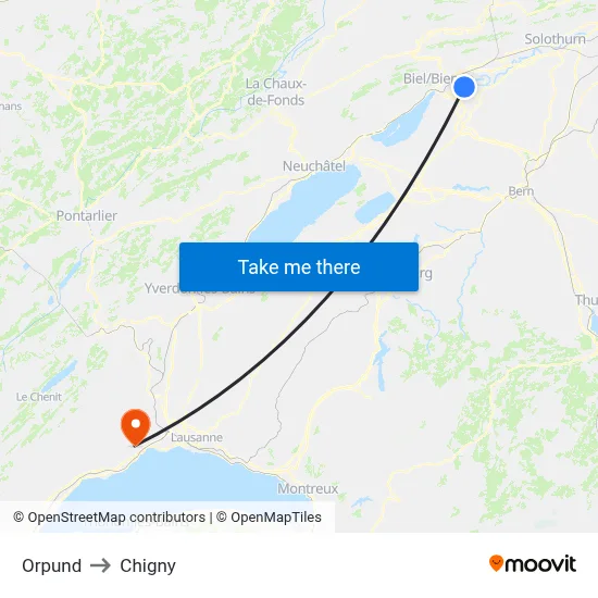 Orpund to Chigny map