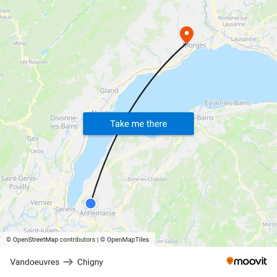 Vandoeuvres to Chigny map
