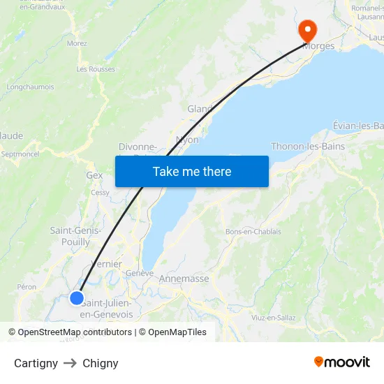 Cartigny to Chigny map