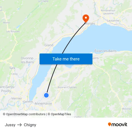 Jussy to Chigny map