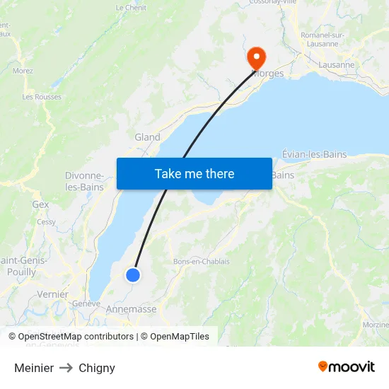 Meinier to Chigny map