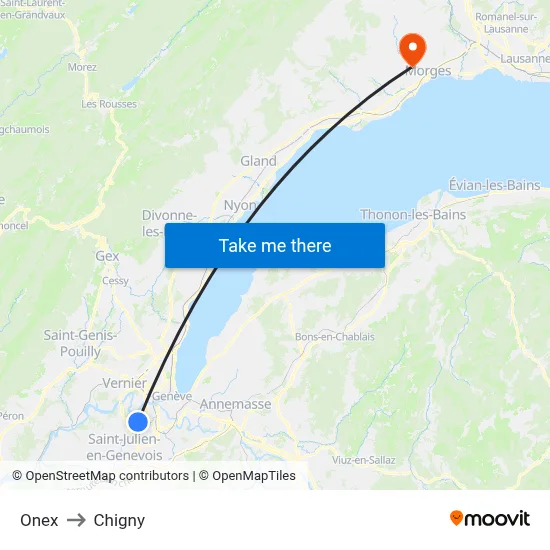 Onex to Chigny map