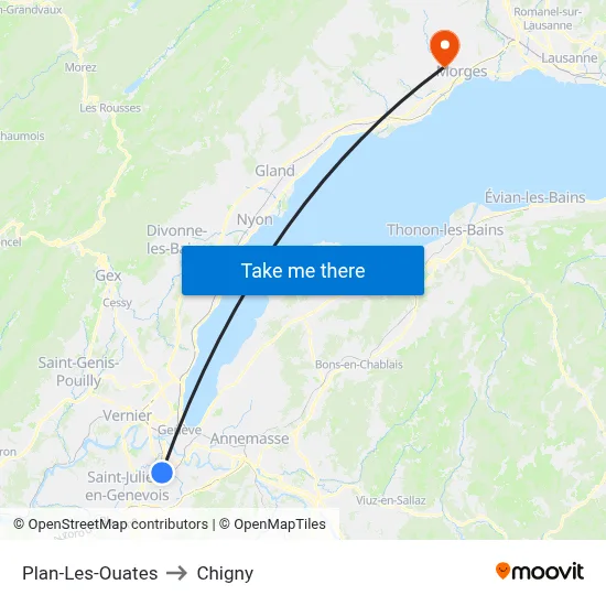 Plan-Les-Ouates to Chigny map