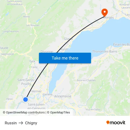Russin to Chigny map