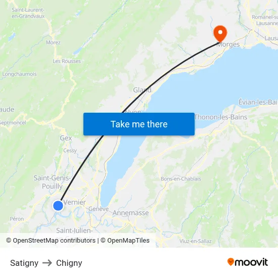 Satigny to Chigny map