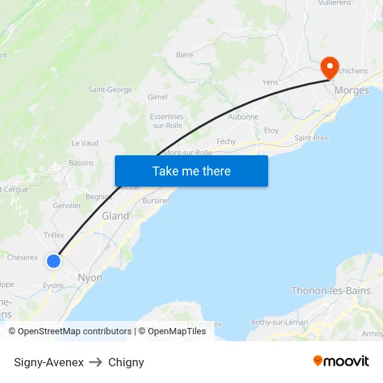 Signy-Avenex to Chigny map