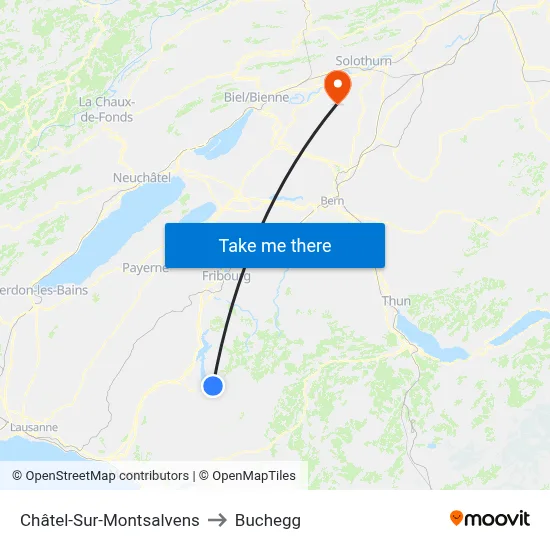 Châtel-Sur-Montsalvens to Buchegg map