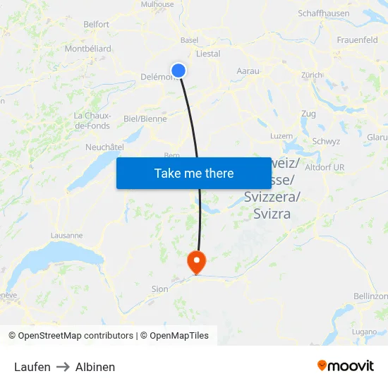 Laufen to Albinen map