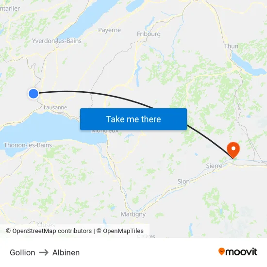 Gollion to Albinen map