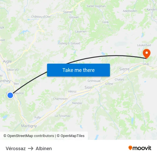 Vérossaz to Albinen map