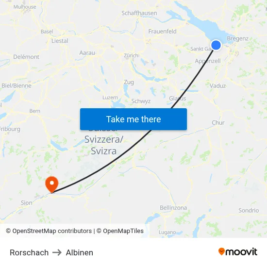 Rorschach to Albinen map