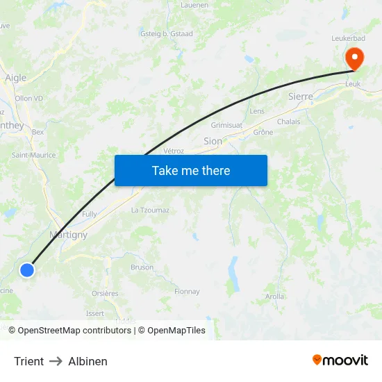 Trient to Albinen map