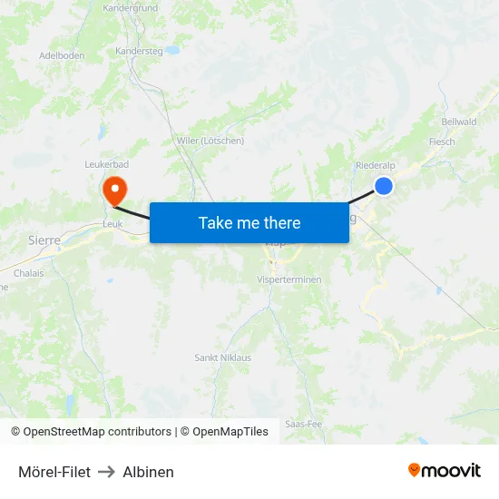 Mörel-Filet to Albinen map