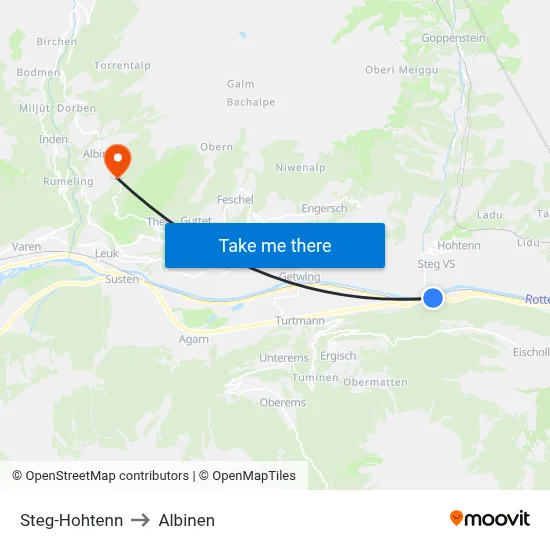 Steg-Hohtenn to Albinen map